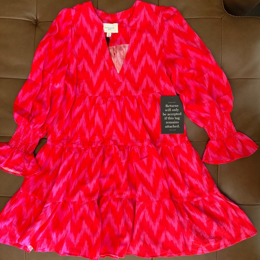 Pomander Place Pink Chevron V-Neck Dress - Picture 3 of 6